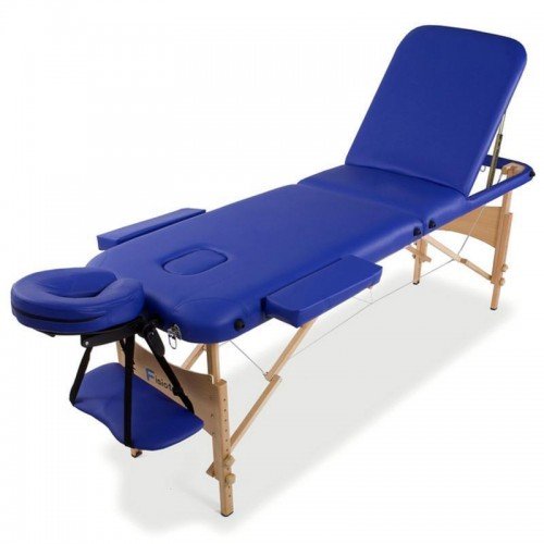 Camilla plegable de madera 3 cuerpos color azul